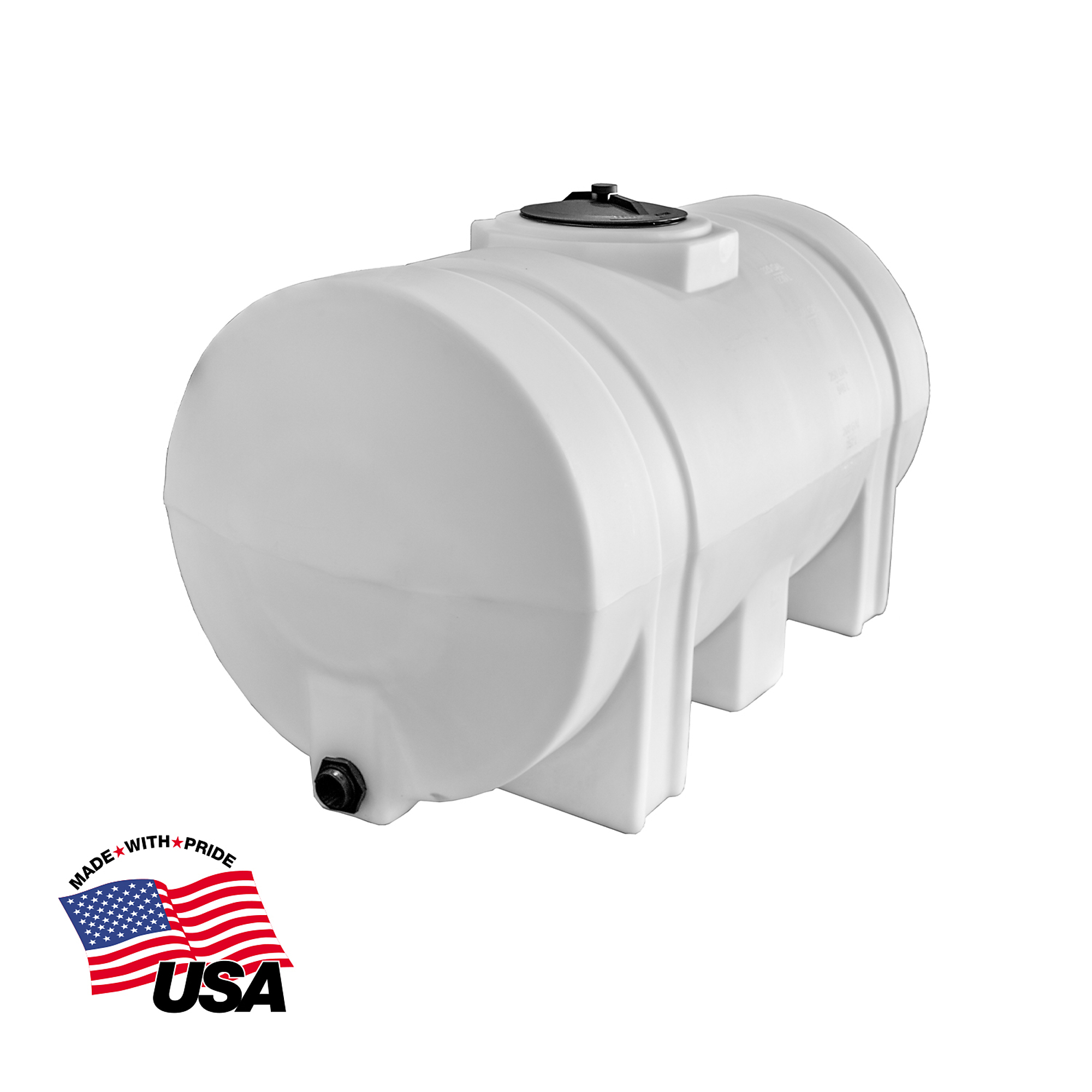 Romotech 550 Gallon Water Tank - Horizontal with Legs, BPA Free Poly Tank for Non-Flammable, Liquids, UV-Resistant Storage, 2" NPT Outlet, Made in USA, Natural, Model# 82124269